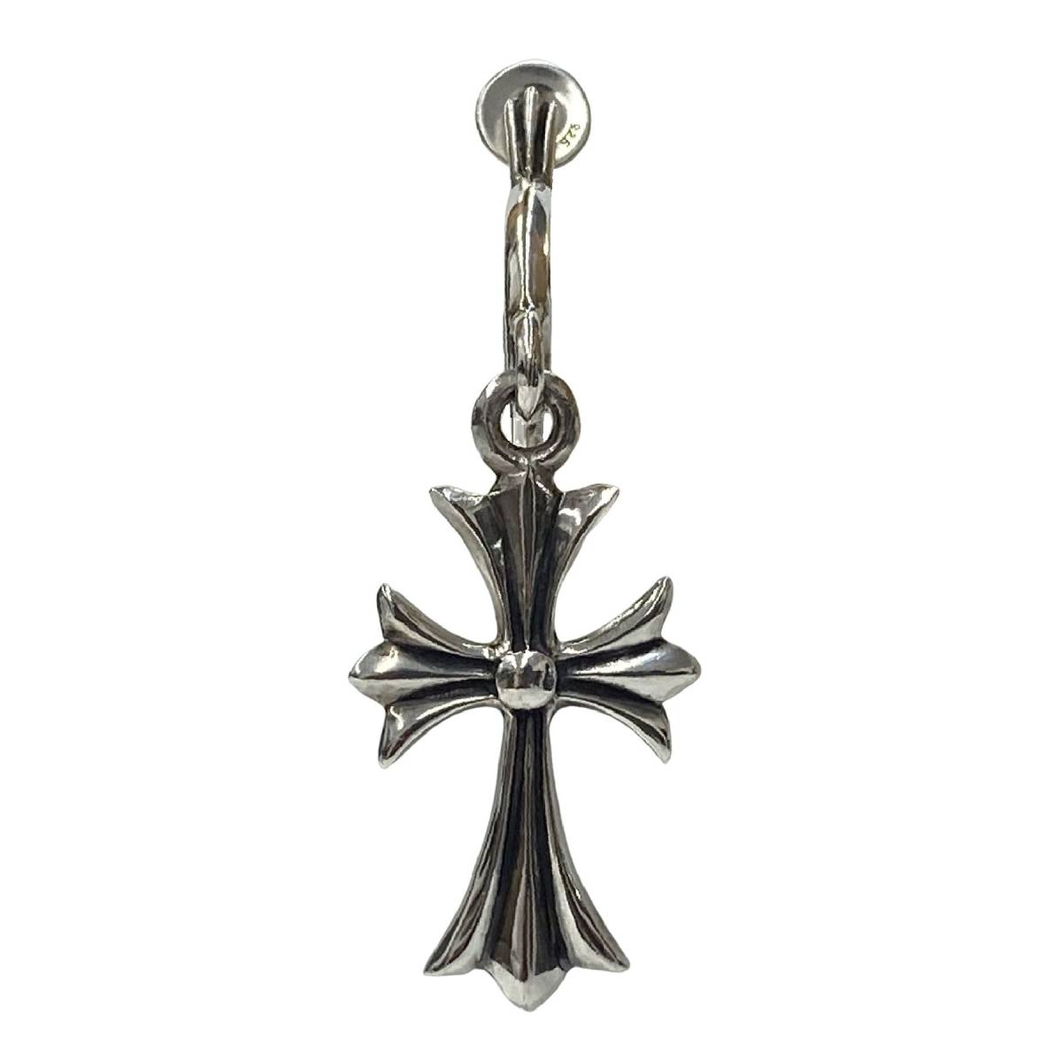 ★美品★ CHROME HEARTS クロムハーツ TINY CH CROSS HOOP EARRING シルバー タイニー CH クロス チャーム フープ ピアス イヤリング_画像2