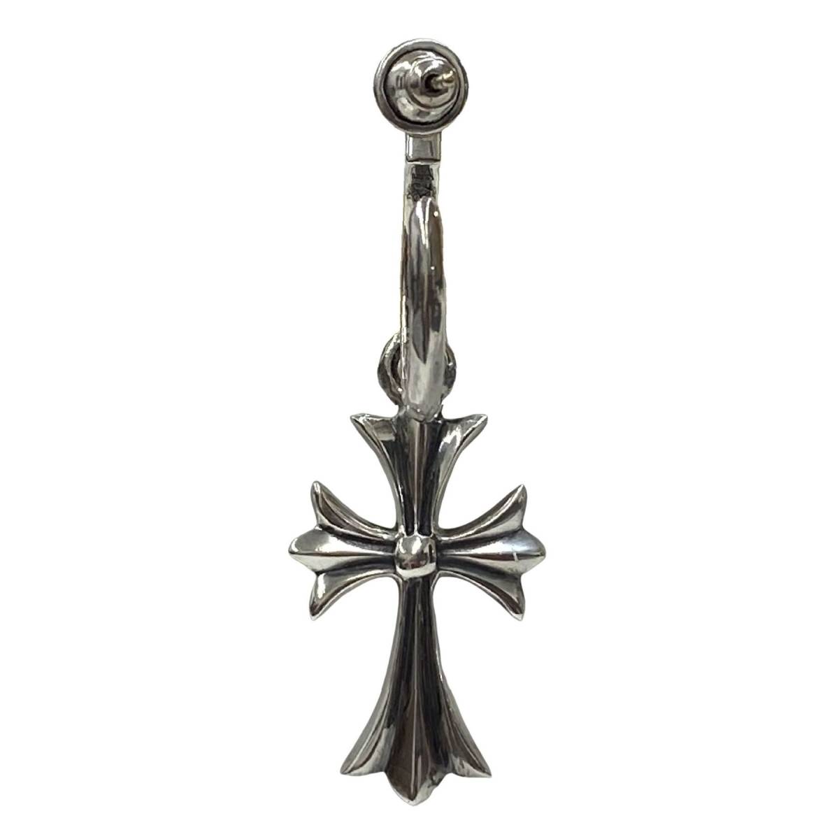 ★美品★ CHROME HEARTS クロムハーツ TINY CH CROSS HOOP EARRING シルバー タイニー CH クロス チャーム フープ ピアス イヤリング_画像7