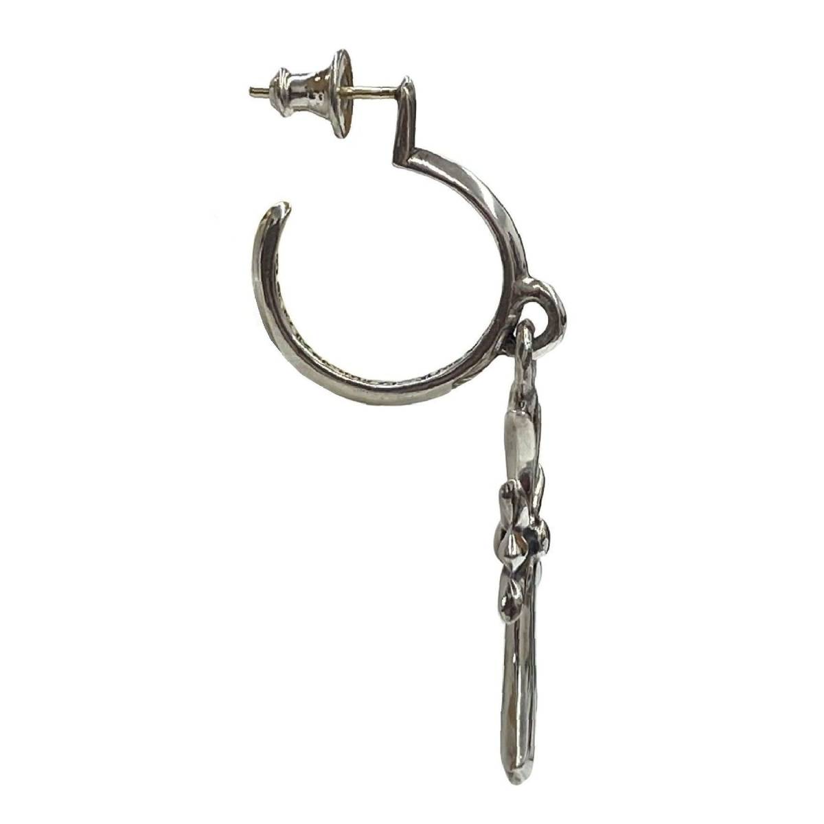 ★美品★ CHROME HEARTS クロムハーツ TINY CH CROSS HOOP EARRING シルバー タイニー CH クロス チャーム フープ ピアス イヤリング_画像6