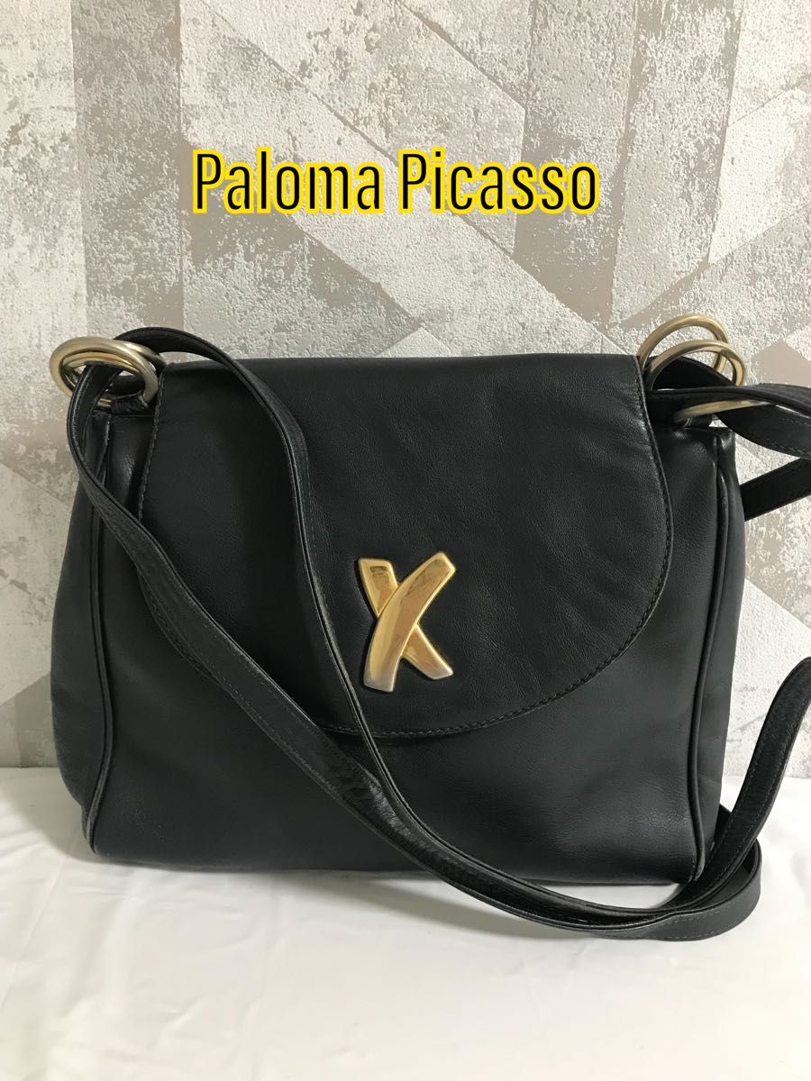 【美品】Paloma Picasso パロマピカソ レザー ショルダーバッグ 紺
