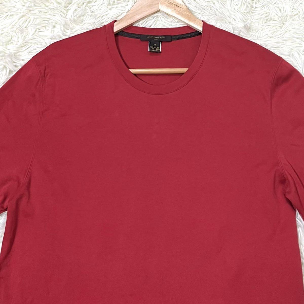未使用級/Lサイズ相当●ルイヴィトン【さりげない高級感】半袖 Tシャツ 通年 コットン メンズ LOUIS VUITTON 無地 赤 レッド ダミエ M_画像2