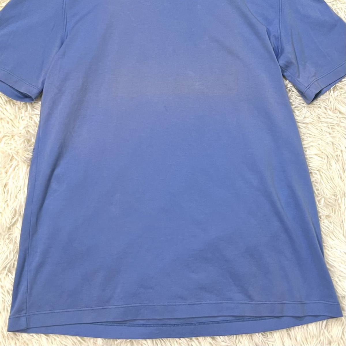 極上品/Lサイズ●ルイヴィトン【さりげない高級感】半袖 Tシャツ 通年 コットン メンズ LOUIS VUITTON 無地 青 ブルー ライトブルー 水色_画像3