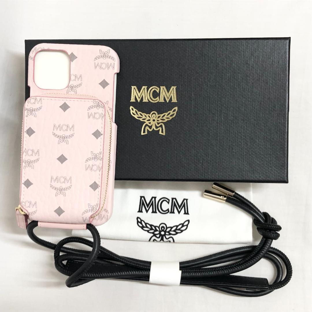 ○★新品 未使用 MCM (エムシーエム)　ヴィセトスオリジナル　ストラップ付　iPhone12/12Proケース　ピンク_画像1