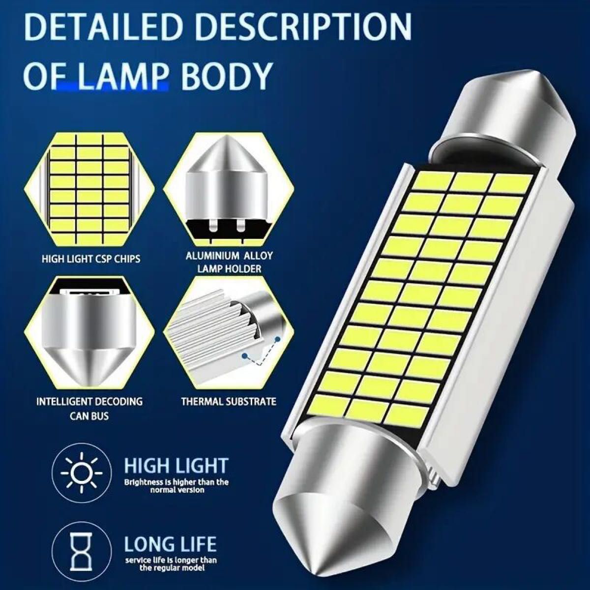 T10x31 C5W C10W LEDライト ルームランプ ホワイト 600LM 6000K 3014 CANBUS r