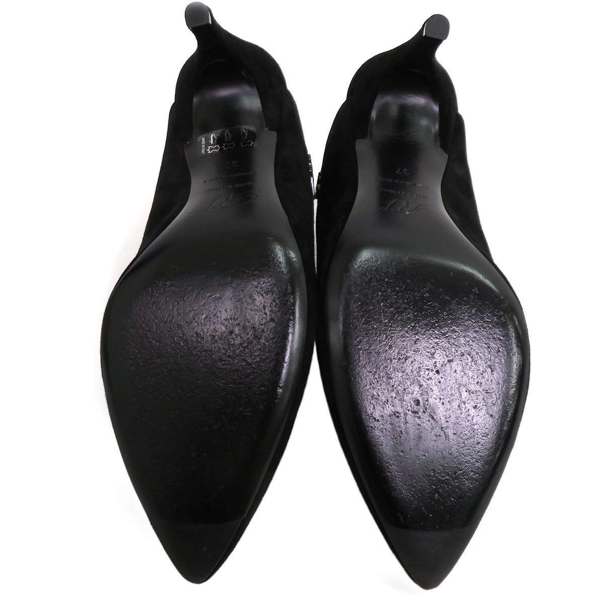  beautiful goods Roger Vivierroje vi vi eRV Logo suede leather mules sabot sandals po Inte dotu pumps 37 black 45475
