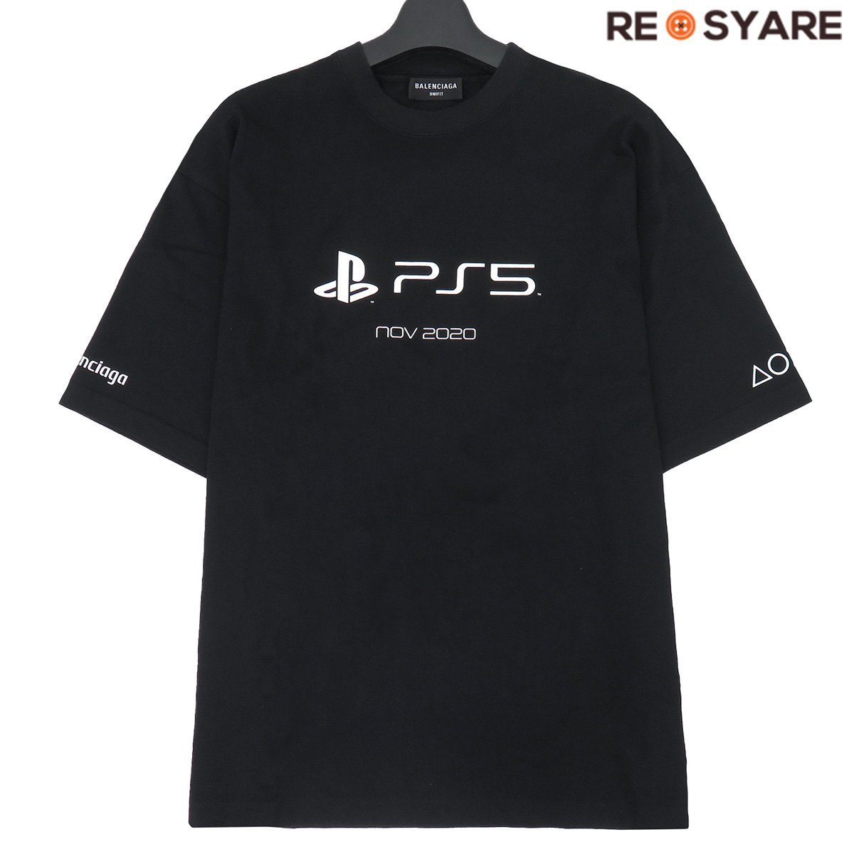 美品 バレンシアガ PlayStation コラボ 651795 PS5 プリント ニット クルーネック 半袖 Tシャツ カットソー 45870