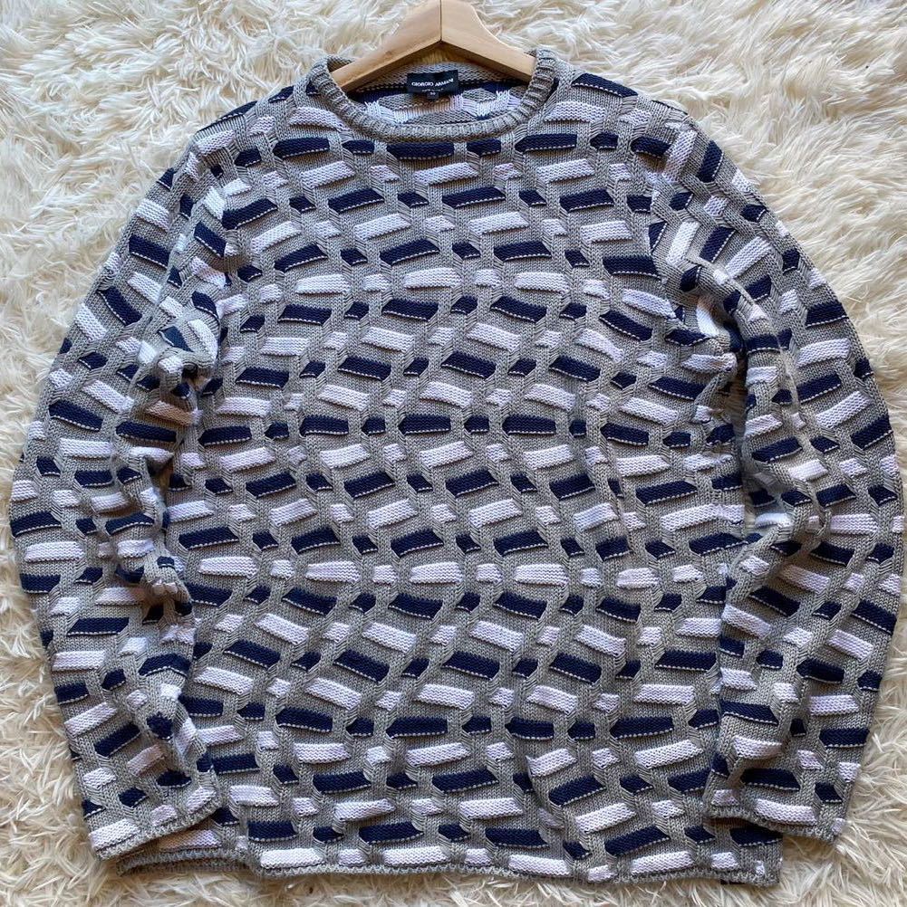 極美品!!XL!!現行黒タグ ジョルジオ アルマーニ カシミヤ混 ニット