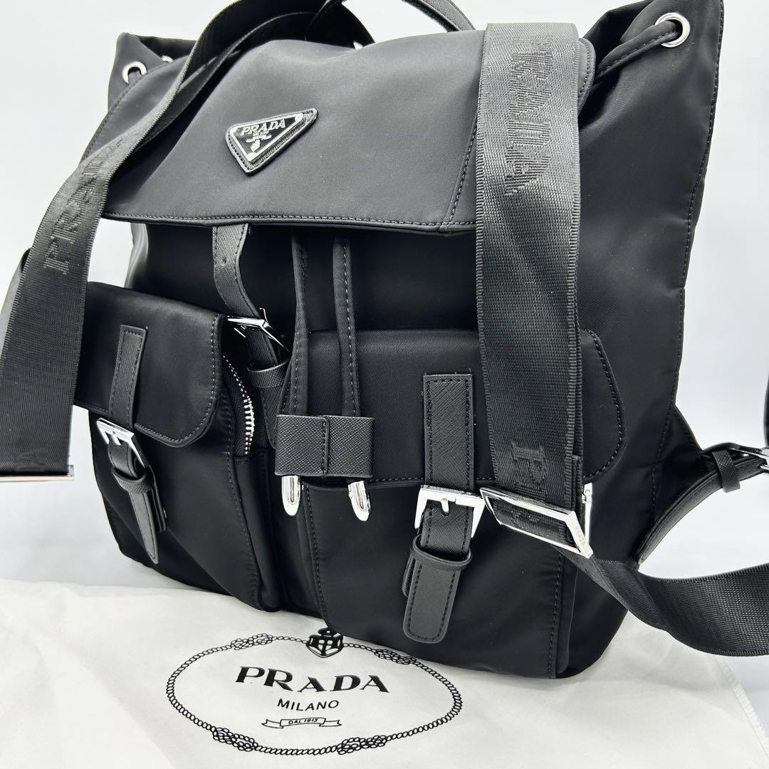 メール便無料】 テスート PRADA プラダ 1円 ナイロン レザー ブラック