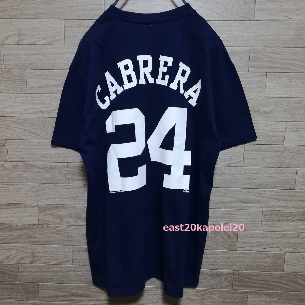 MLB デトロイト タイガース ミゲル カブレラ ♯24 背番号 プレイヤーズ ナンバー ユニフォーム Tシャツ M 紺 ネイビー メジャーリーグ 引退_画像9