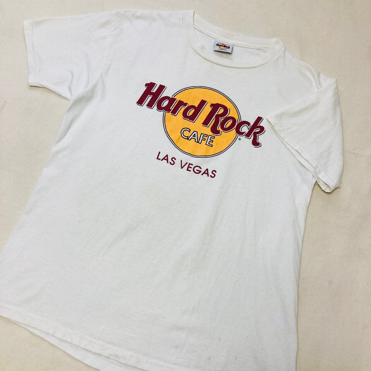 HardRock CAFE　LAS VEGAS　MADE IN U.S.A./米国製　ロゴ プリント Tシャツ　ホワイト/白　MEDIUN