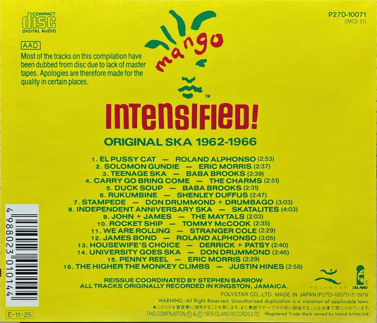 (C35H)☆スカコンピ廃盤/オリジナル・スカ!!1962-66/Intensified! Original Ska 1962-1966☆_画像2