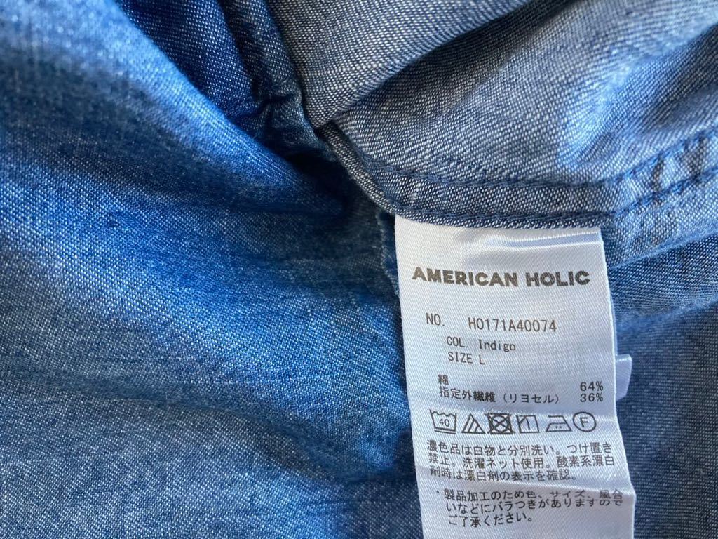 アメリカンホリック　綿リヨセルドルマンブラウス　柔らかいデニムシャツ　ゆったり可愛いシャツ_画像9
