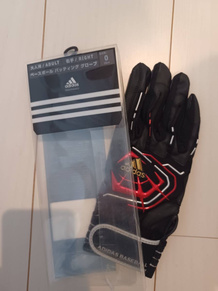 未使用即決 adidasアディダス バッティンググローブ右手用 ブラック/レッド Oサイズ JH230-X47152-O_画像1