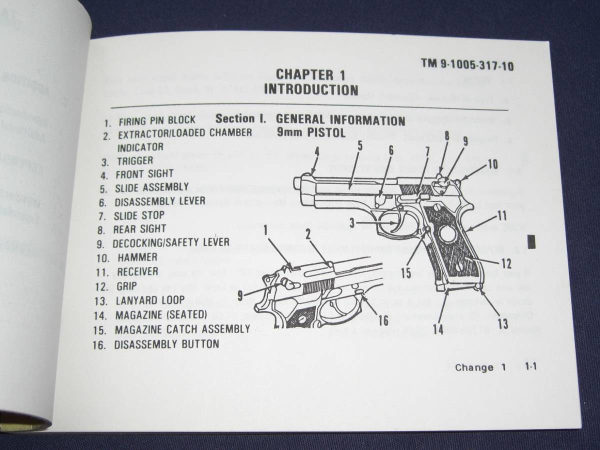 米軍 オペレーターズ マニュアル M9 1985 ピストル_画像3