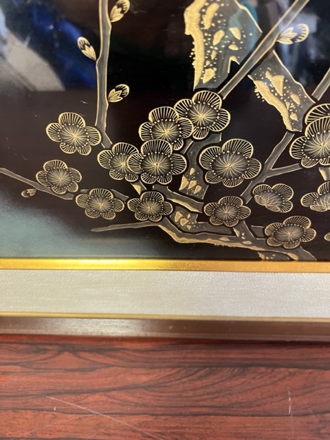 SALE/60%OFF】 委託品ミ 10.10 輪島塗 沈金額 安村稔 梅 箱付 中古品