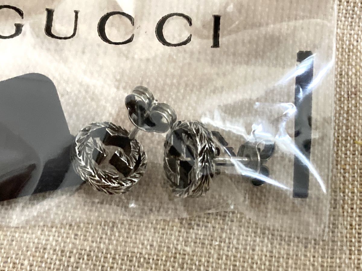 【即決/送料込み】正規品/新品 GUCCI/グッチ アラベスク/インターロッキングG 片耳のみ(キャッチなし) ピアス 燻加工 シルバー925_画像8