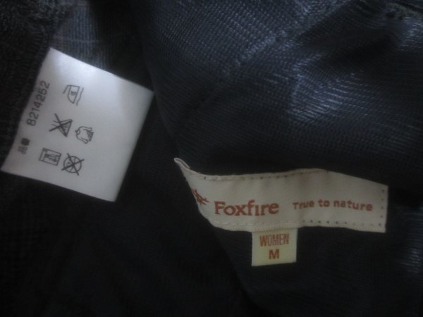 ▼女パンツ▼P252▼Foxfire 7分丈パンツ/USED/Ｍ/黒x茶色チェック＋茶色無地/裏無し/刺しゅう_画像5