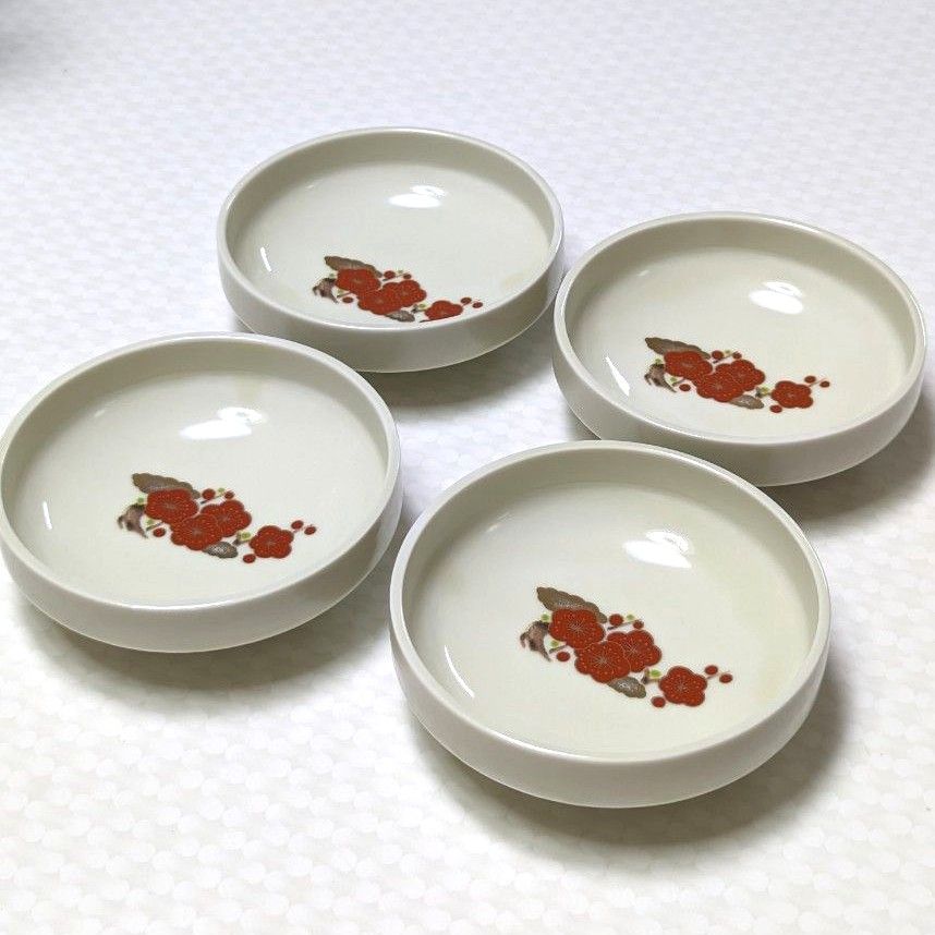 中皿 小鉢 4個セット 梅 陶磁器 陶器 和食器 直径 12.8cm 高さ 4.3cm スタッキング