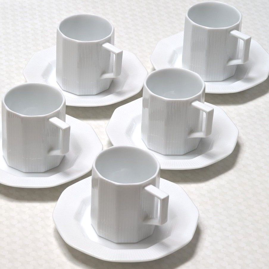 カップ&ソーサー コーヒーカップ ソーサー 5客 セット 無地 十 カップ&ソーサー コーヒーカップ ソーサー 5客 セット 無地 十