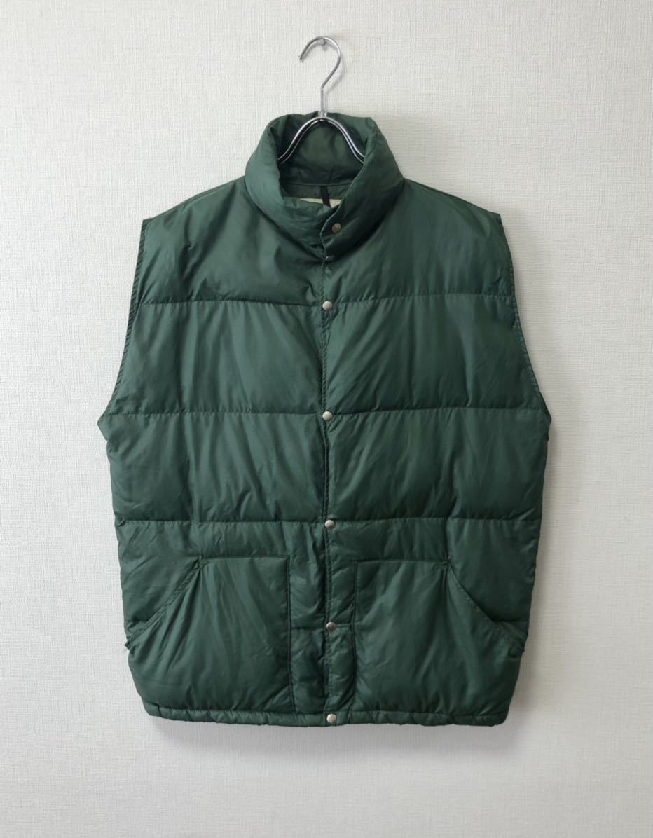 70's USA製 XL THE NORTH FACE VINTAGE 茶タグ ノースフェイス ビンテージ リップストップ ナイロン ダウン ベスト 緑 黒ラッカー 80s 90s_画像1