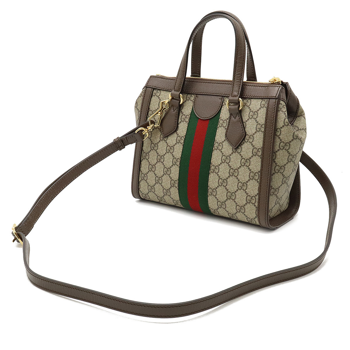 GUCCI グッチ オフィディア GG スモール トートバッグ ハンドバッグ 2WAYショルダー PVC レザー カーキベージュ_画像2