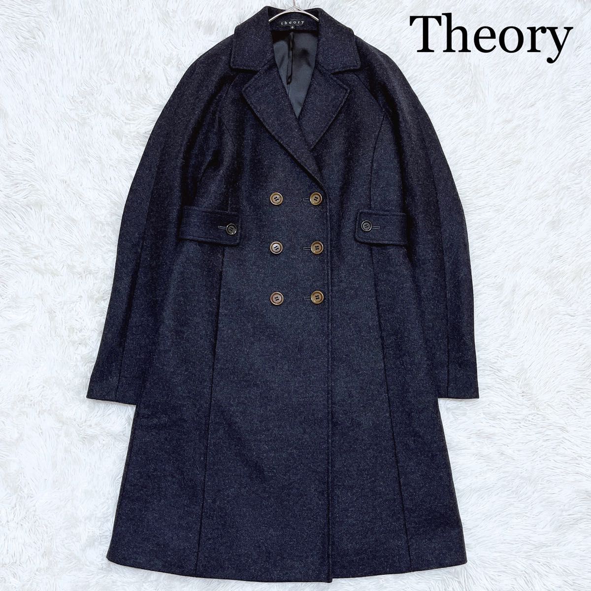 美品】Theory セオリー 美シルエット ウールAラインダブルチェスター