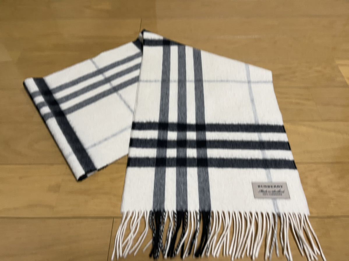 BURBERRY バーバリー マフラー カシミア100％ ナチュラルホワイト 送料