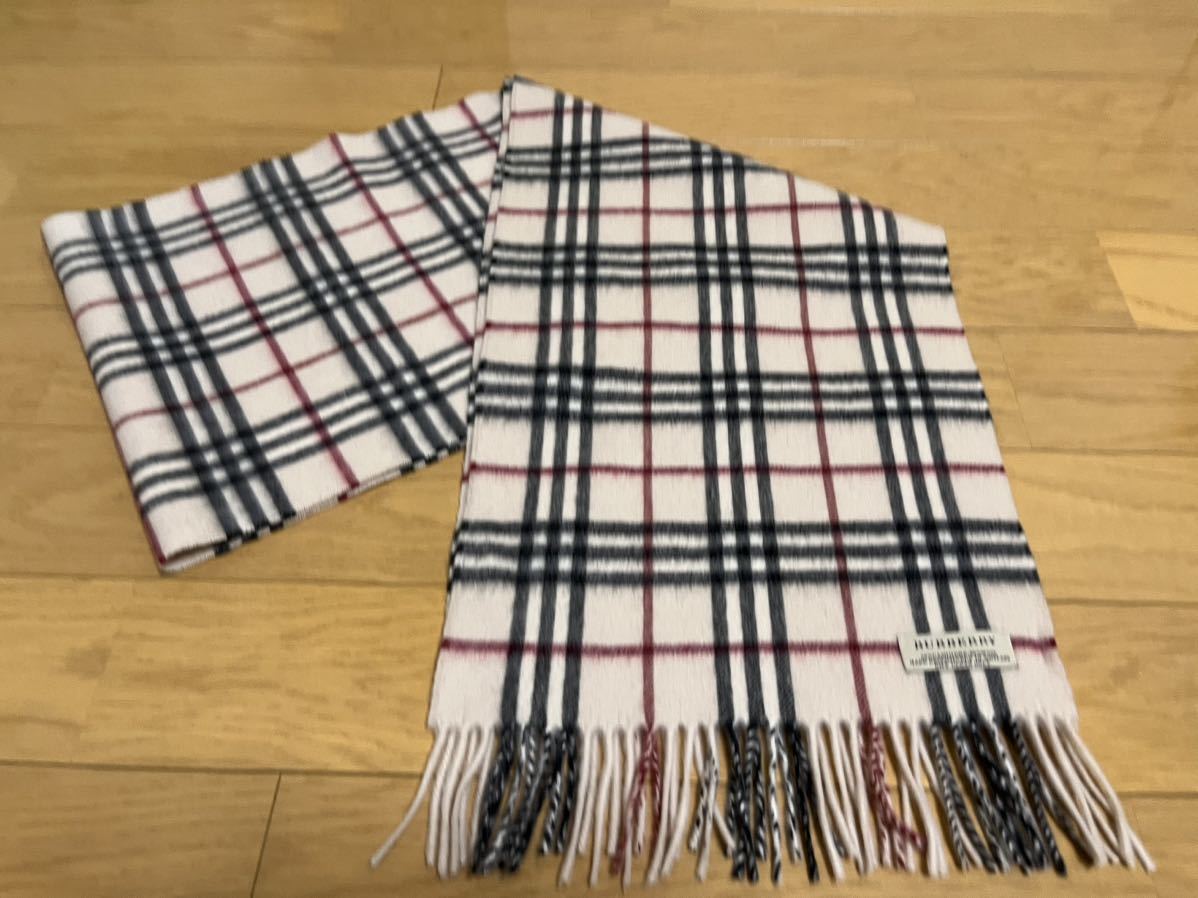 BURBERRY バーバリー マフラー カシミア50％ ウール50% 薄いベージュ系