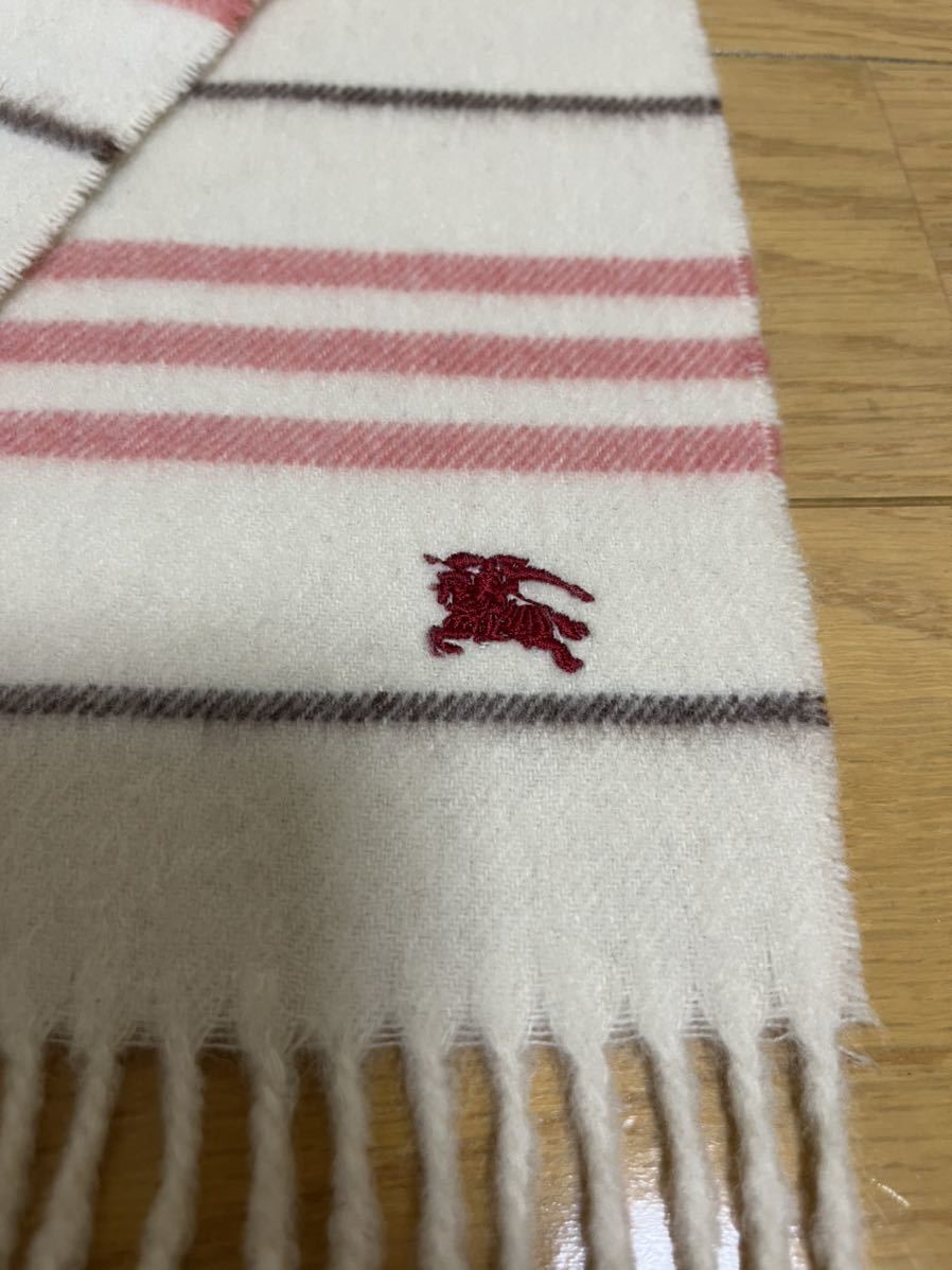 BURBERRY バーバリー マフラー カシミア主体 アイボリーxピンク