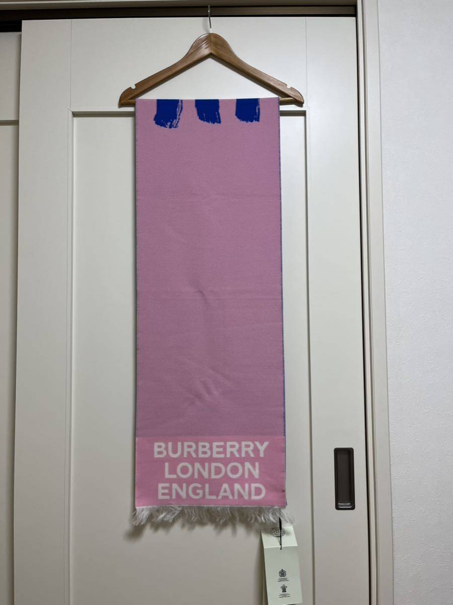 BURBERRY　バーバリー　マフラー　ウール95％ シルク5%　LOVEロゴ　リバーシブル　タグ付き未使用品　レアカラー　送料無料!!!