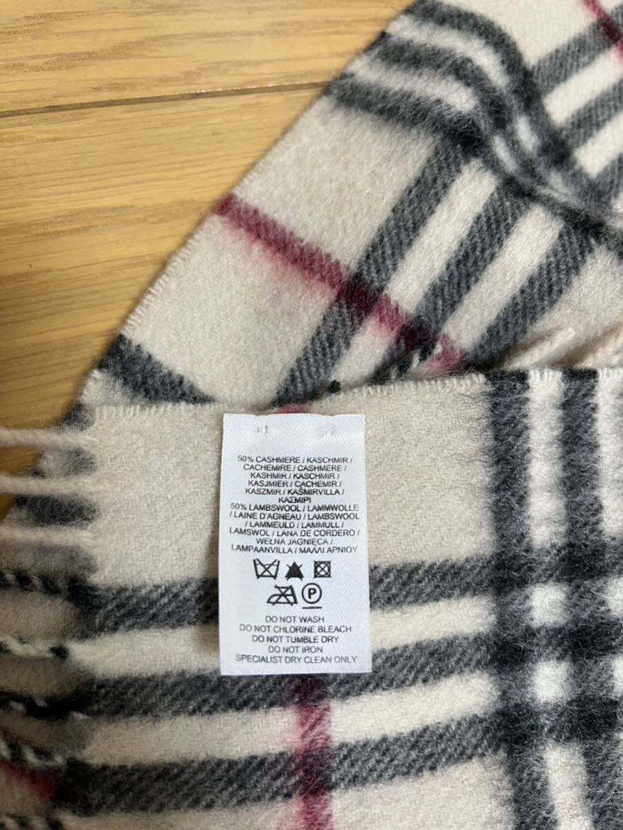 BURBERRY バーバリー マフラー カシミア50％ ウール50% 薄いベージュ系