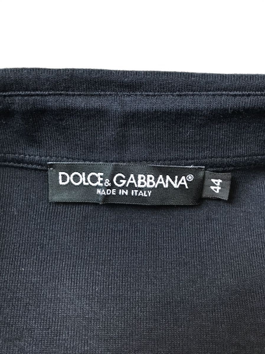 (D) DOLCE&GABBANA ドルチェ&ガッバーナ ロゴプレート 半袖 ポロシャツ 44 ダークネイビー 送料250円_画像5