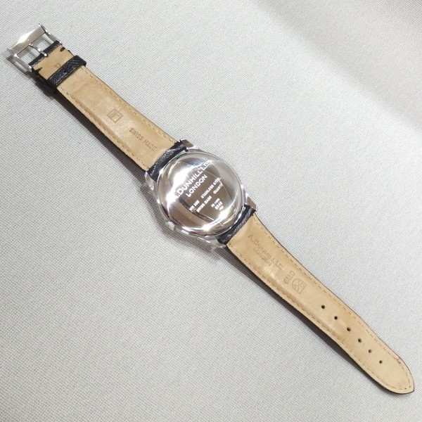  beautiful goods *dunhill eccentric DQV210AL Date silver dial quartz men's round wristwatch Dunhill *