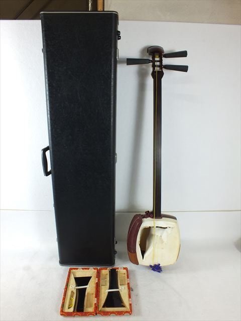 ☆ 丸打胴 段溝 東さわり 中棹 正寸 三味線 ハードケース付き 中古