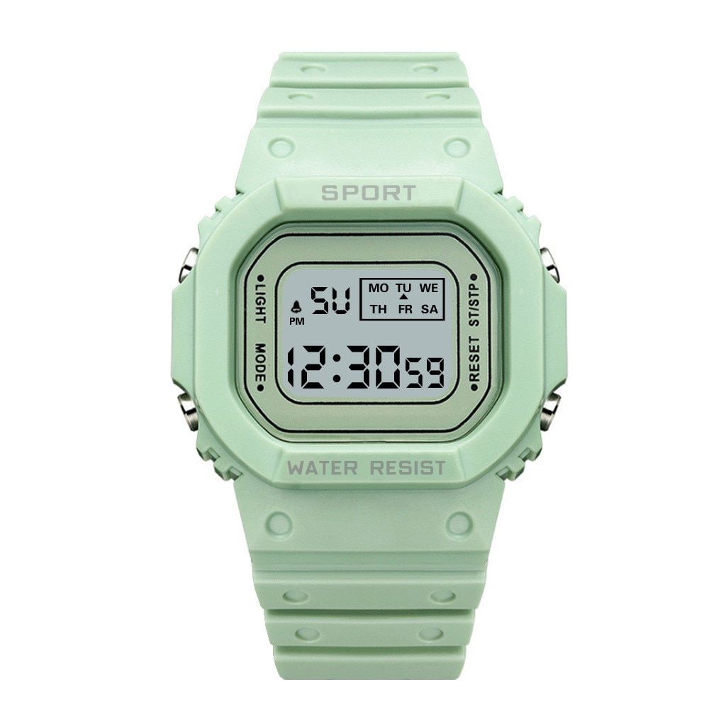 韓国スタイル レディースデジタル時計　かわいい オルチャン ペールグリーン くすみグリーン緑 キッズ(カシオCASIO G-SHOCKではありません)