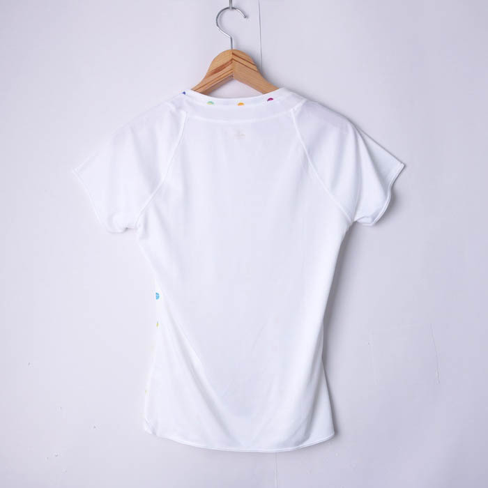 ミズノ 半袖Tシャツ ドット柄 カラフルドット スポーツウェア レディース Lサイズ ホワイト Mizuno_画像2