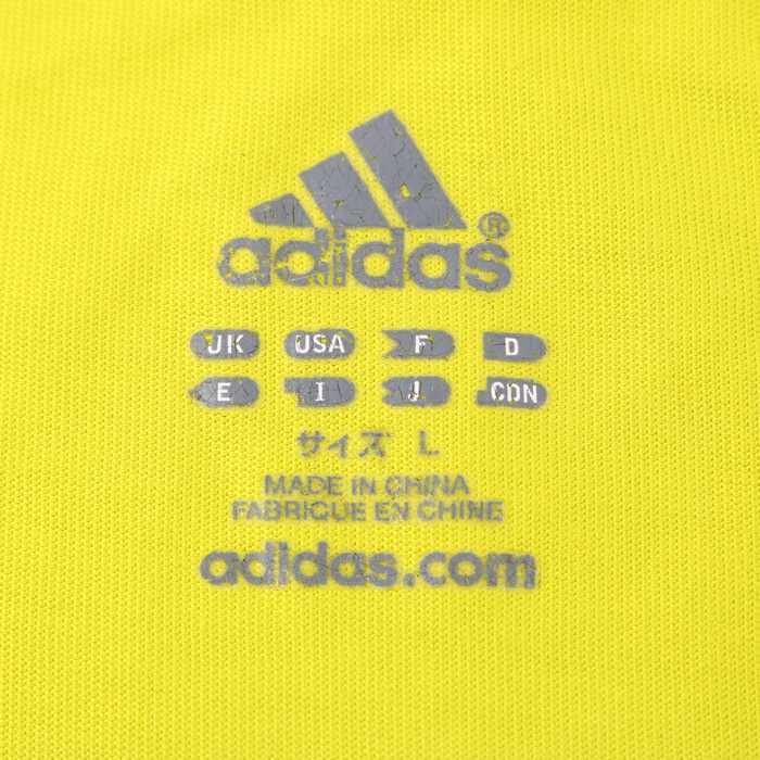 アディダス 半袖Tシャツ無地 ワンポイントロゴ スポーツウエア レディース Lサイズ イエロー adidas_画像3