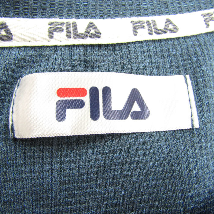 フィラ 半袖Ｔシャツ ワッフル生地 ロゴ入り スポーツウエア メンズ Mサイズ ブルー FILA_画像2