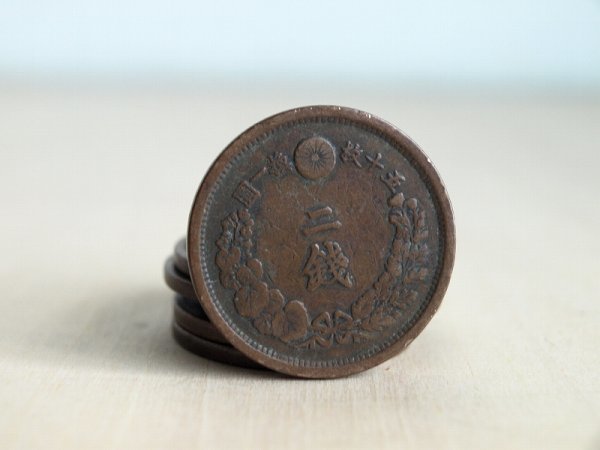 明治時代の波ウロコ二銭6枚セット　二銭　龍　波ウロコ　銅貨　硬貨　まとめて　レトロ　A14_画像7