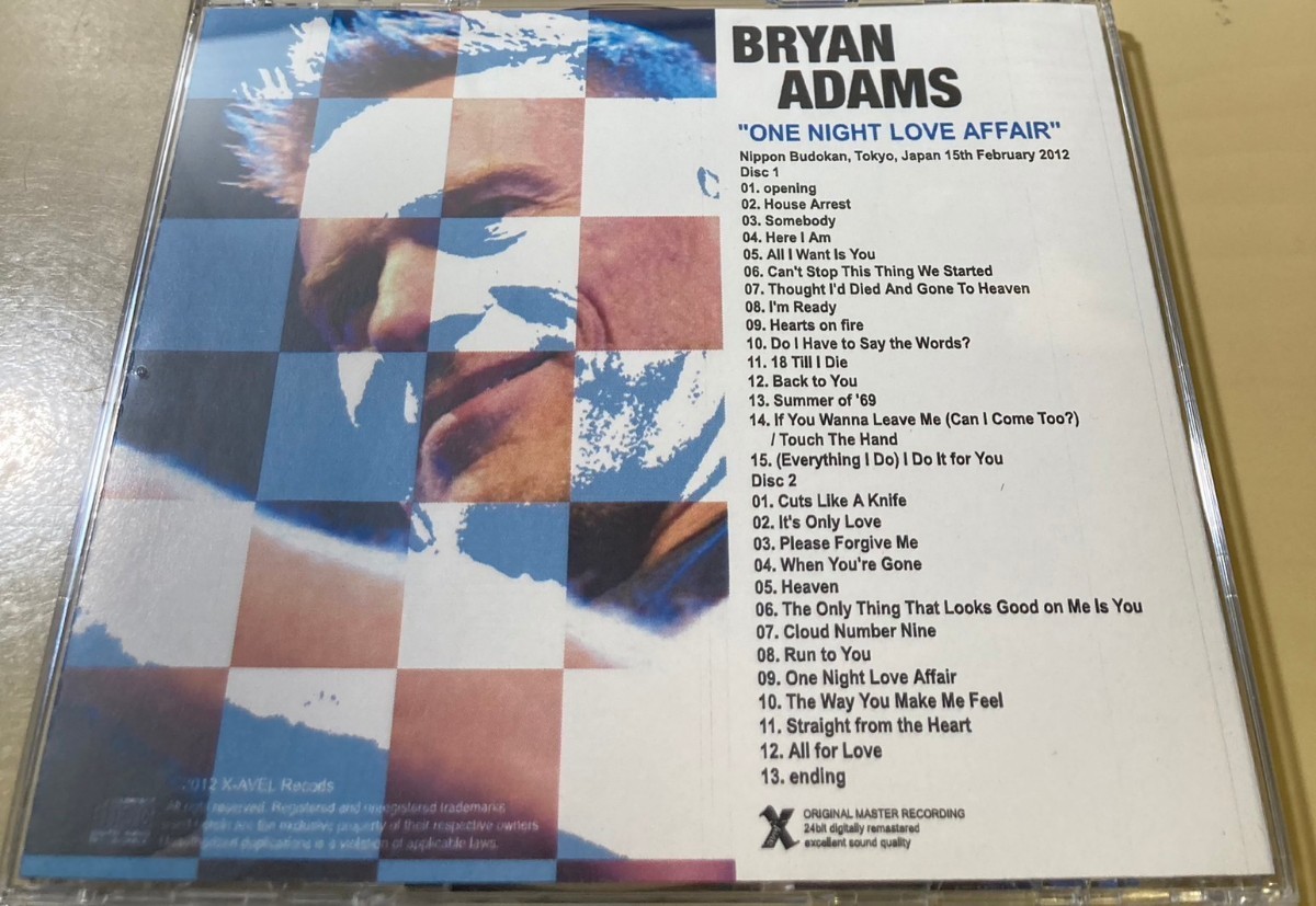 送料無料 BRYAN ADAMS (2CD) One Night Love Affair 2012 Tokyo 1st Night_画像2