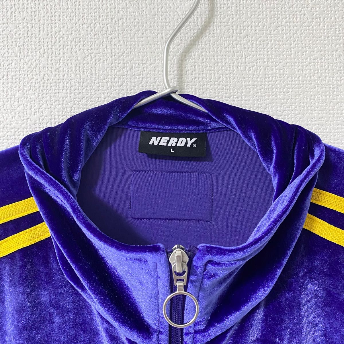 NERDY ノルディ トラックジャケット ジャージ ベロア パープル 紫 L NERDY ノルディ トラックジャケット ジャージ ベロア パープル 紫 L