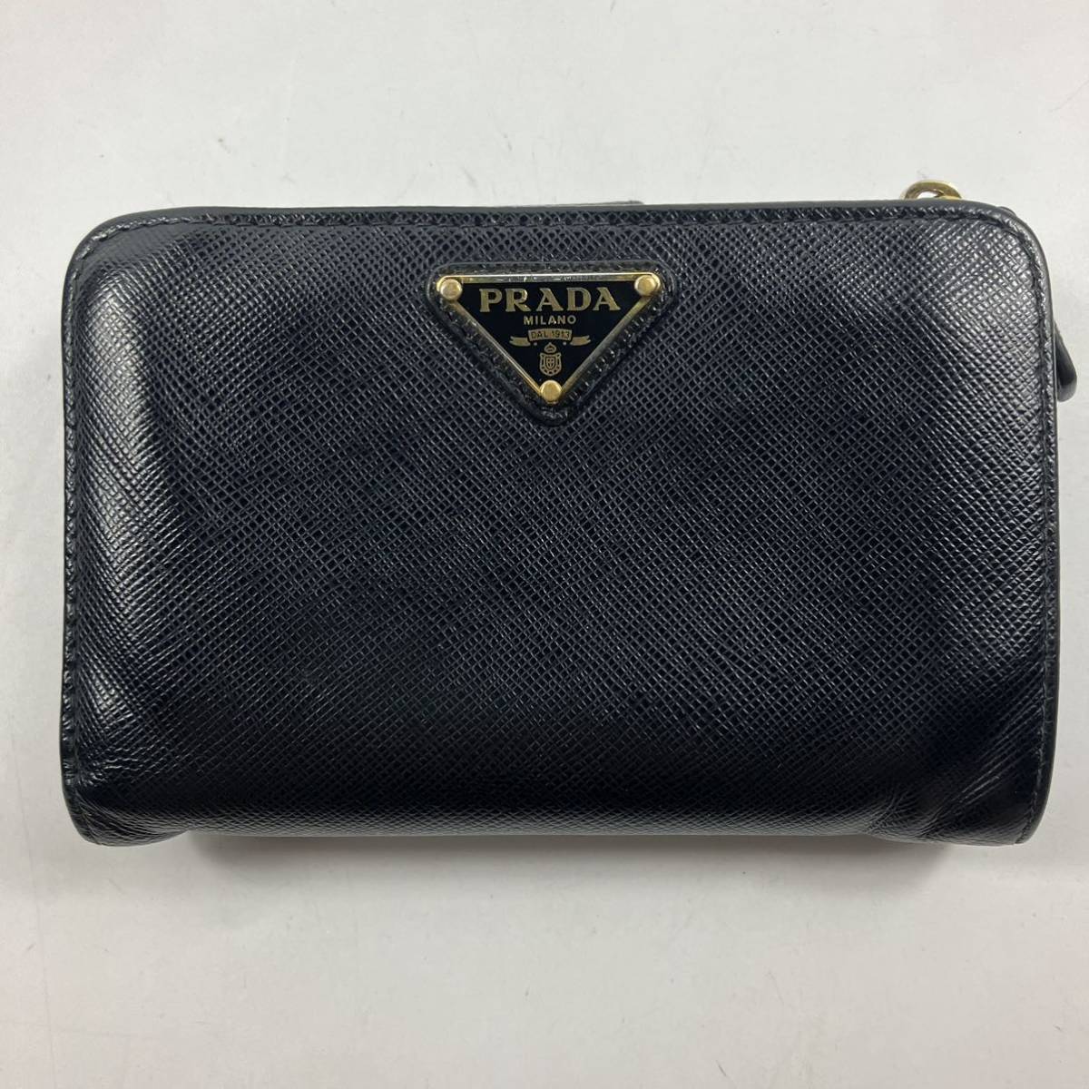 1円〜【現行デザイン】 PRADA プラダ サフィアーノレザー 2つ折り財布