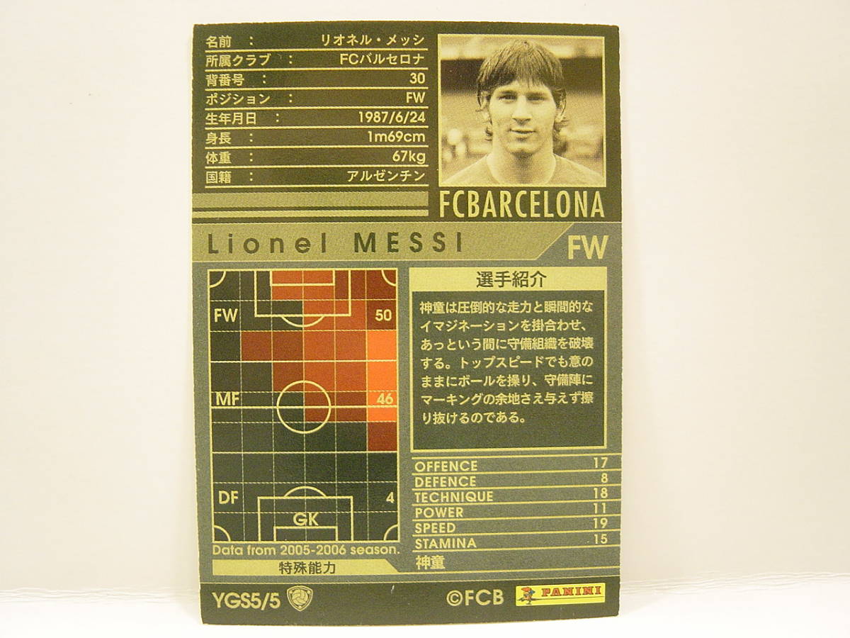 WCCF 2005-2006 YGS リオネル・メッシ　Lionel Messi No.30 FC Barcelona Spain 05-06 Young Star Panini A_画像4