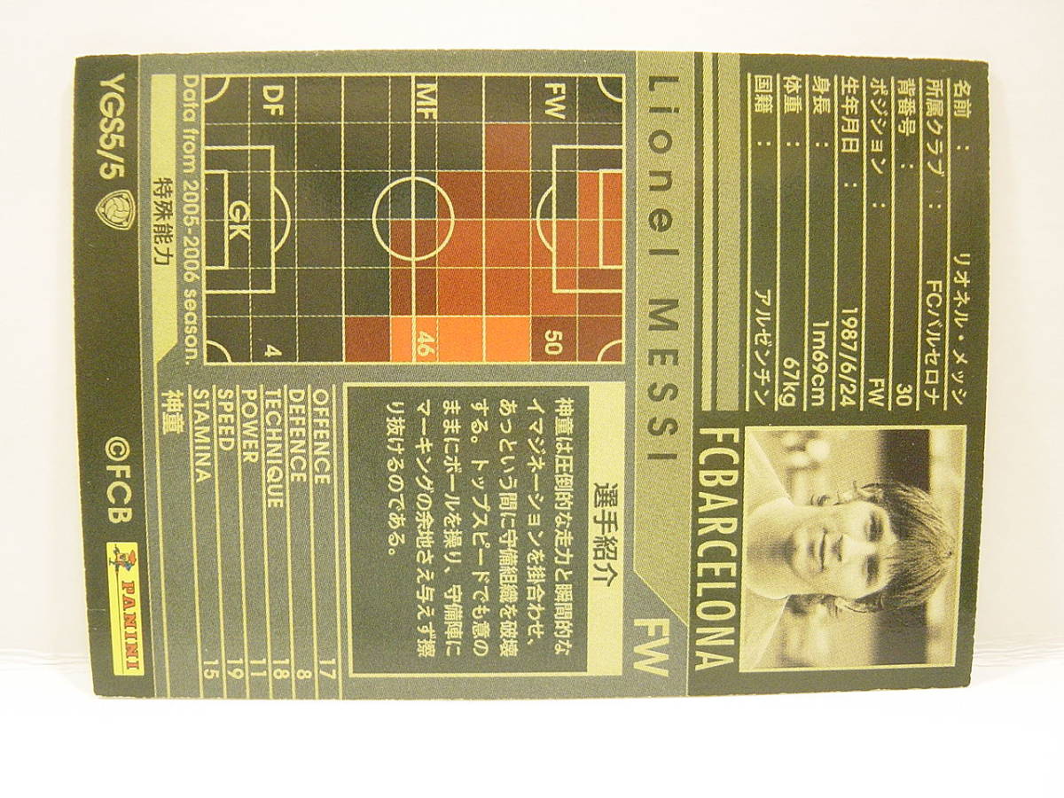 WCCF 2005-2006 YGS リオネル・メッシ　Lionel Messi No.30 FC Barcelona Spain 05-06 Young Star Panini A_画像5