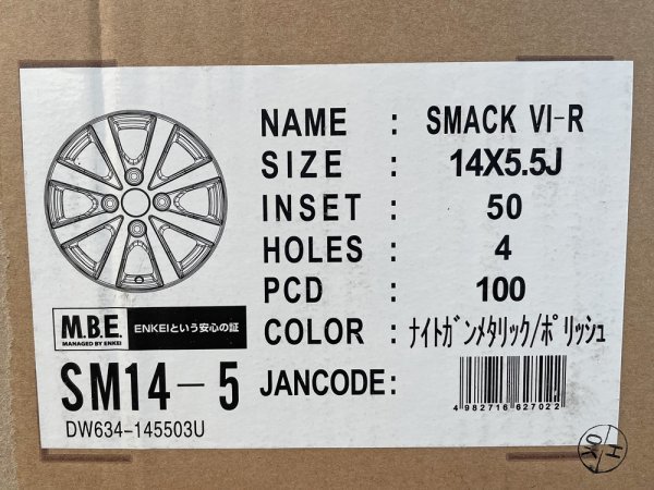 新品ホイル 4本セット KYOHO/共豊コーポレーション SMACK VI-R 14×5.5J +50 4H 100 ナイトガンメタリック×ポリッシュ 未使用_画像3