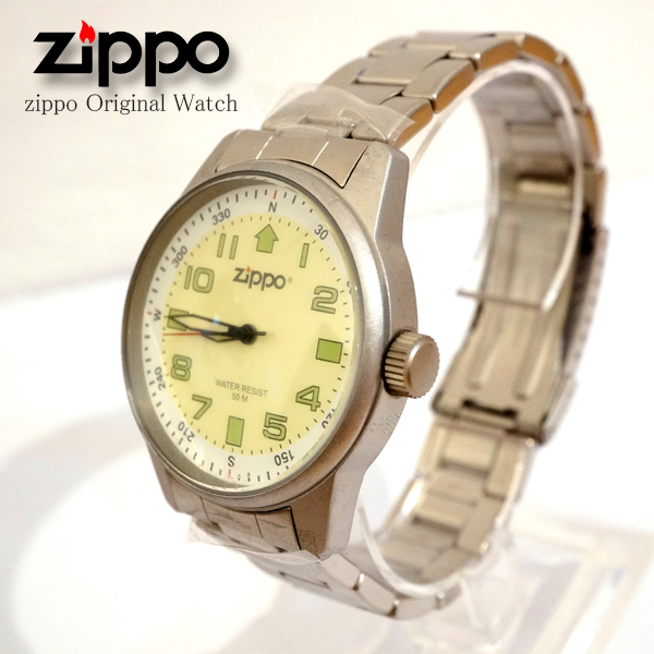 【未使用品】ＺＩＰＰＯ　腕時計　シルバーxライトグリーン　送料無料　電池交換　４０ｍｍ　ジッポー　F2_画像2