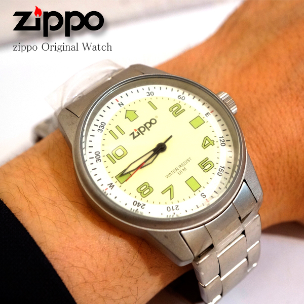 【未使用品】ＺＩＰＰＯ　腕時計　シルバーxライトグリーン　送料無料　電池交換　４０ｍｍ　ジッポー　F2_画像6