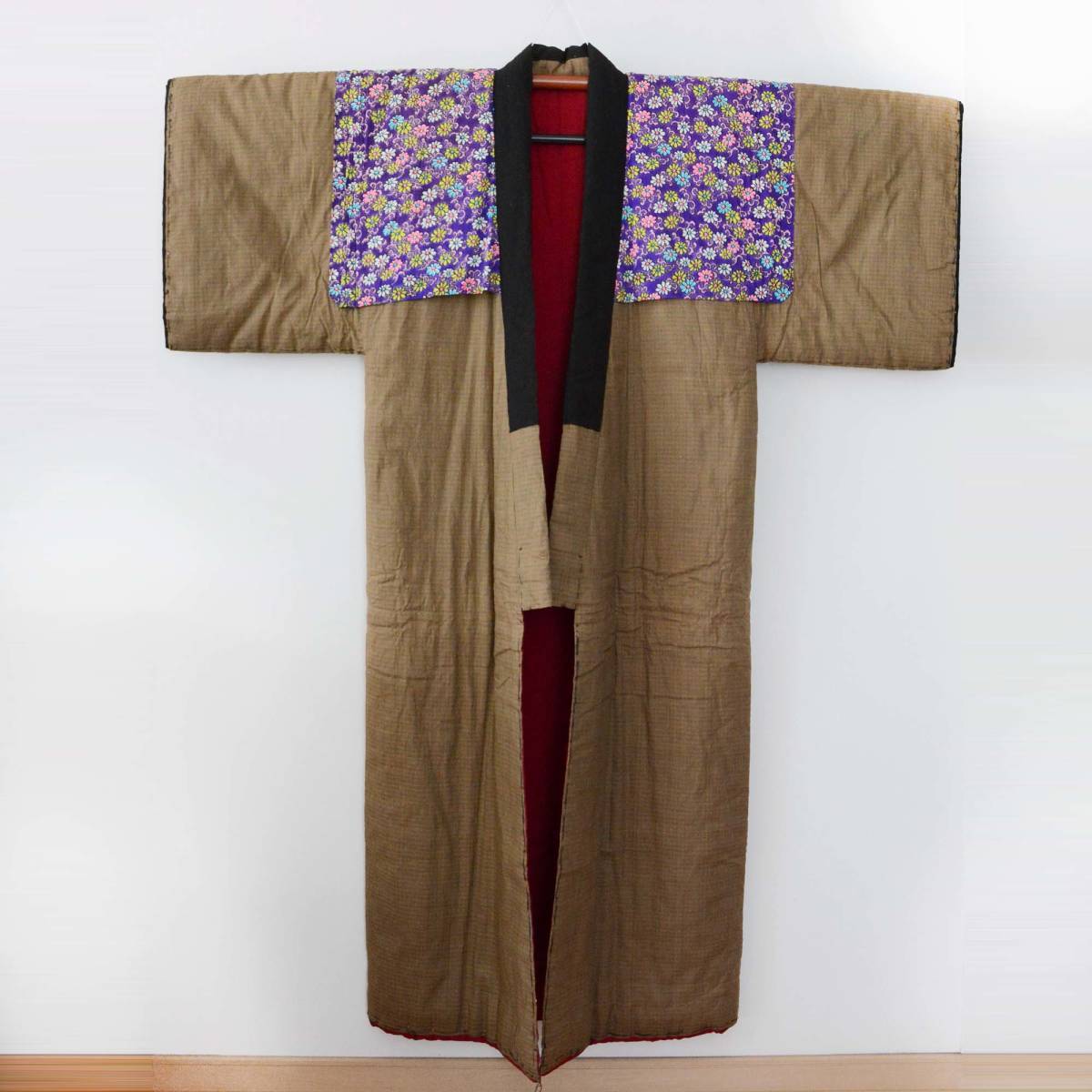 丹前 綿入れ 防寒 着物 半纏 褞袍 掻巻 ジャパンヴィンテージ 昭和レトロ 夜着 Tanzen Kimono Japan Vintage Hanten Padded Robe Winter