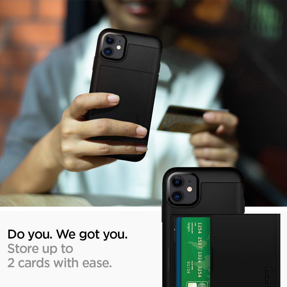 Spigen iPhone11 ケース カード収納 耐衝撃 指紋防止 Qi充電 ワイヤレス充電 076CS27435 ブラック_画像3