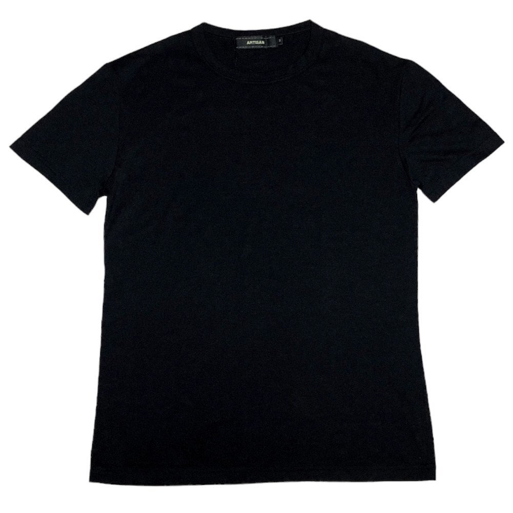 新品正規70％OFF ARTISAN アルチザン 日本製 ニット Tシャツ シルクコットン M 黒 切替仕立て タイト g3205m